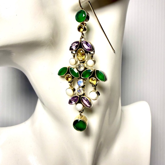 Nikki Butler Green and Purple Gemstone Earrings - Picture 7 of 12